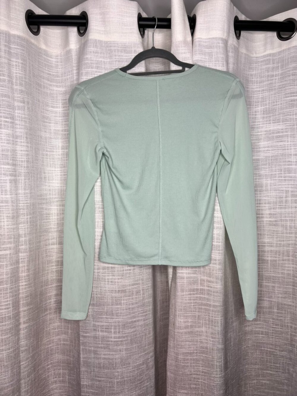 Teal Ribbed and Mesh Top - Picture 2 of 3